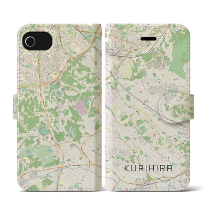 【栗平（神奈川県）】地図柄iPhoneケース（手帳タイプ）ナチュラル・iPhone SE（第3 / 第2世代） / 8 / 7 / 6s / 6 用