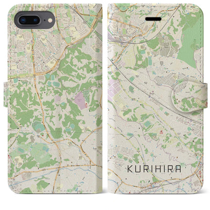 【栗平（神奈川県）】地図柄iPhoneケース（手帳タイプ）ナチュラル・iPhone 8Plus /7Plus / 6sPlus / 6Plus 用