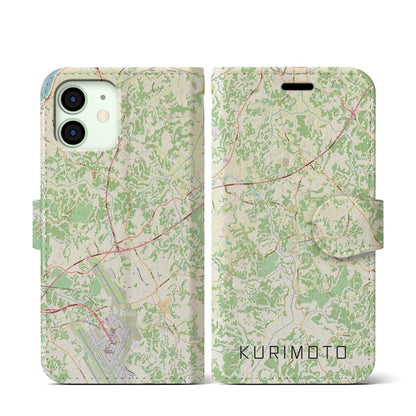 【栗源（千葉県）】地図柄iPhoneケース（手帳タイプ）ナチュラル・iPhone 12 mini 用