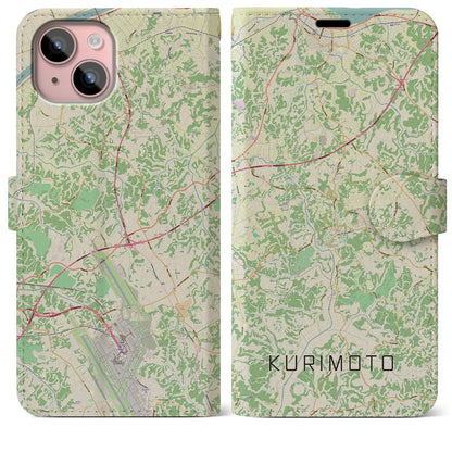 【栗源（千葉県）】地図柄iPhoneケース（手帳タイプ）ナチュラル・iPhone 15 Plus 用