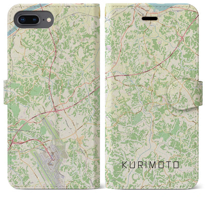 【栗源（千葉県）】地図柄iPhoneケース（手帳タイプ）ナチュラル・iPhone 8Plus /7Plus / 6sPlus / 6Plus 用