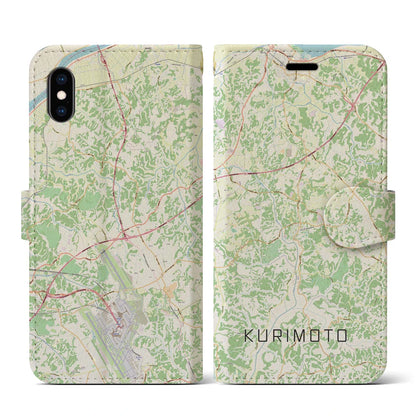 【栗源（千葉県）】地図柄iPhoneケース（手帳タイプ）ナチュラル・iPhone XS / X 用