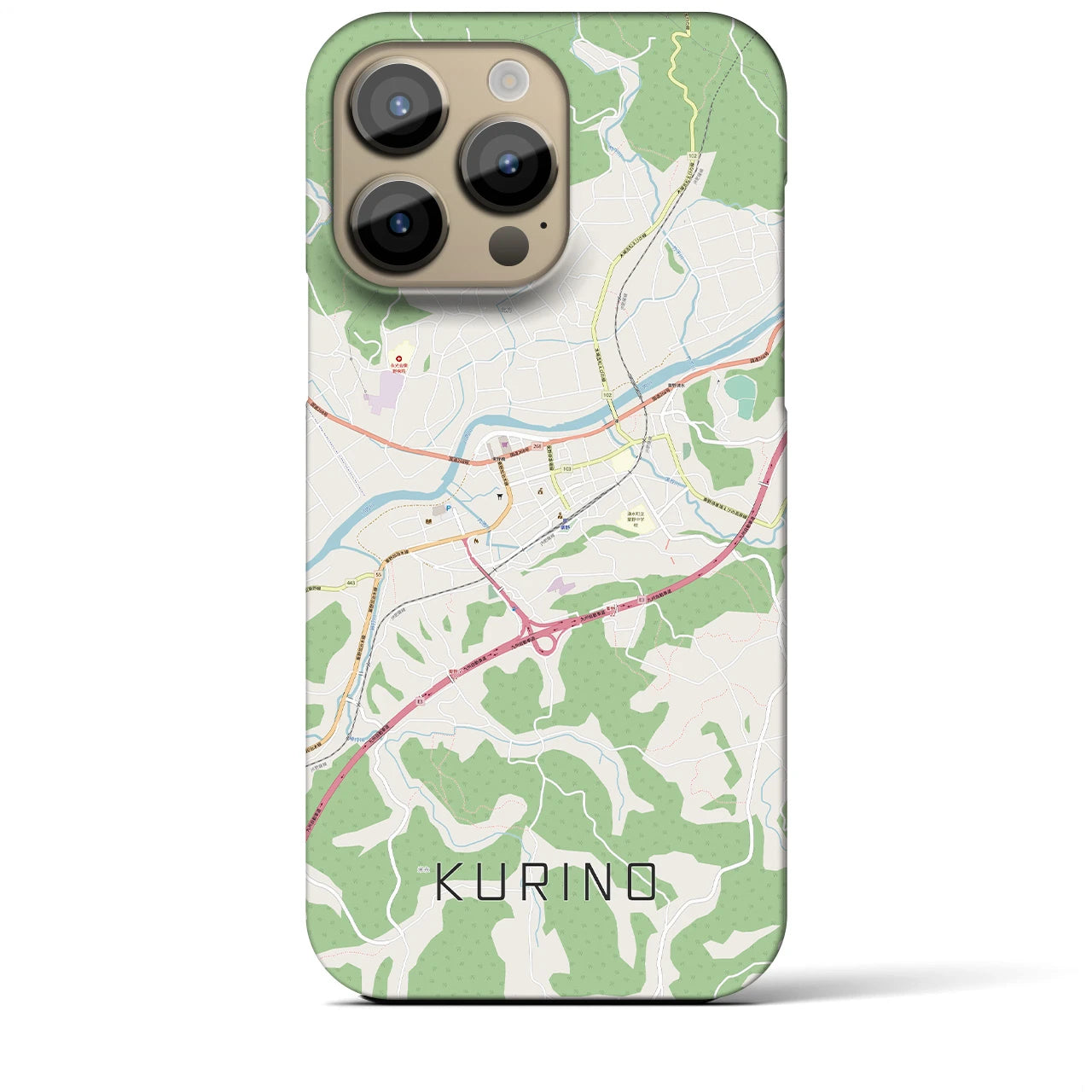 【栗野】地図柄iPhoneケース（バックカバータイプ・ナチュラル）iPhone 14 Pro Max 用