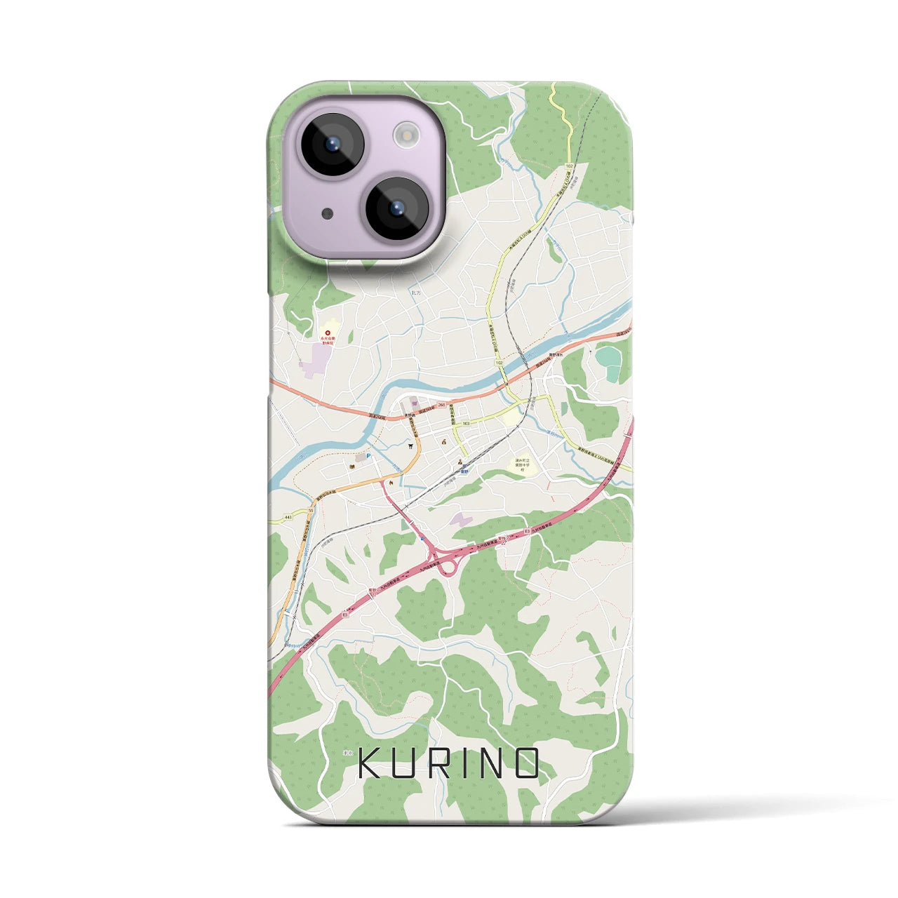 【栗野】地図柄iPhoneケース（バックカバータイプ・ナチュラル）iPhone 14 用