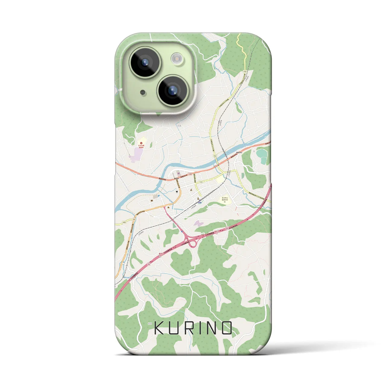 【栗野】地図柄iPhoneケース（バックカバータイプ・ナチュラル）iPhone 15 用
