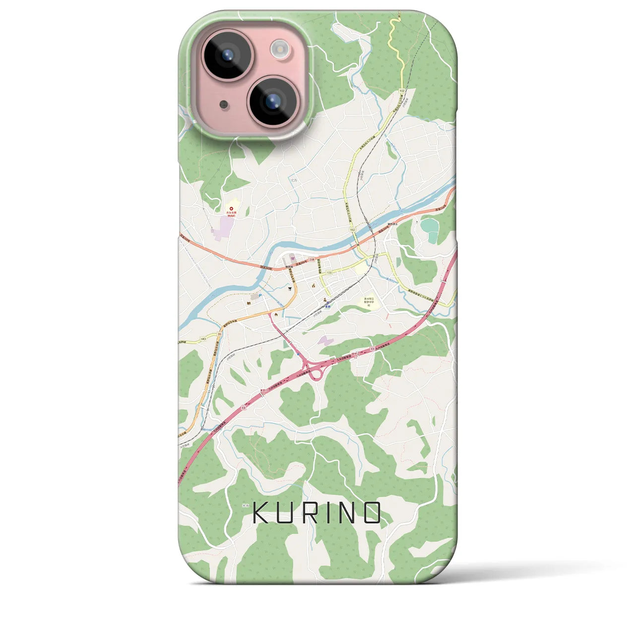 【栗野】地図柄iPhoneケース（バックカバータイプ・ナチュラル）iPhone 15 Plus 用
