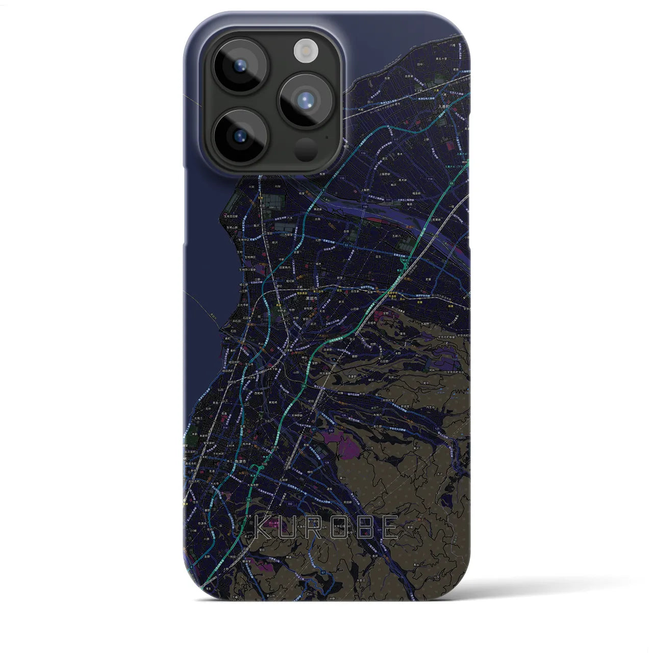 【黒部】地図柄iPhoneケース（バックカバータイプ・ブラック）iPhone 15 Pro Max 用