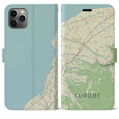 【黒部（富山県）】地図柄iPhoneケース（手帳タイプ）ナチュラル・iPhone 11 Pro Max 用