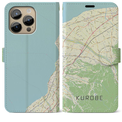 【黒部（富山県）】地図柄iPhoneケース（手帳タイプ）ナチュラル・iPhone 14 Pro Max 用