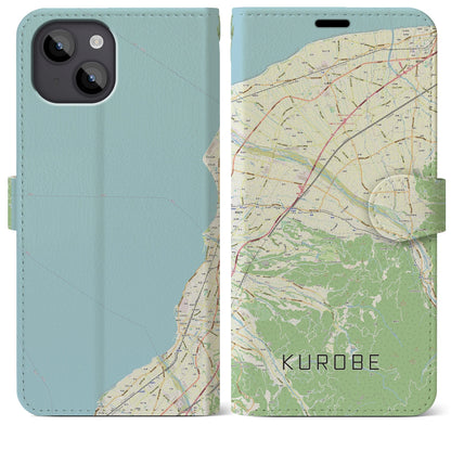 【黒部（富山県）】地図柄iPhoneケース（手帳タイプ）ナチュラル・iPhone 14 Plus 用