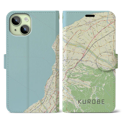 【黒部（富山県）】地図柄iPhoneケース（手帳タイプ）ナチュラル・iPhone 15 用