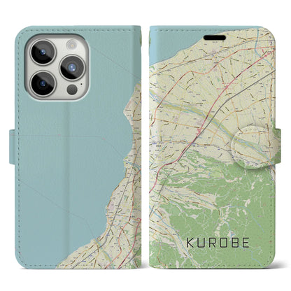 【黒部（富山県）】地図柄iPhoneケース（手帳タイプ）ナチュラル・iPhone 15 Pro 用