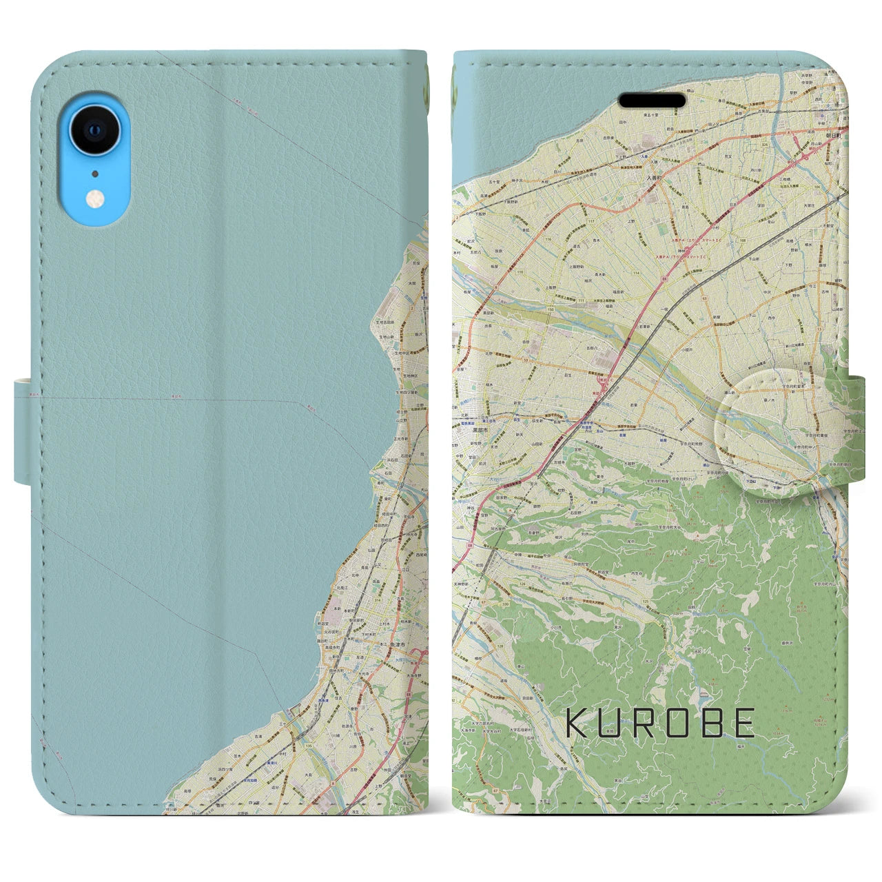 【黒部】地図柄iPhoneケース（手帳両面タイプ・ナチュラル）iPhone XR 用