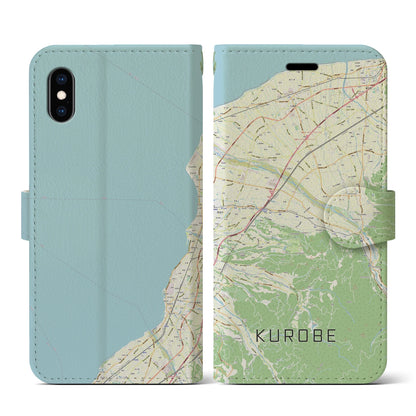 【黒部（富山県）】地図柄iPhoneケース（手帳タイプ）ナチュラル・iPhone XS / X 用