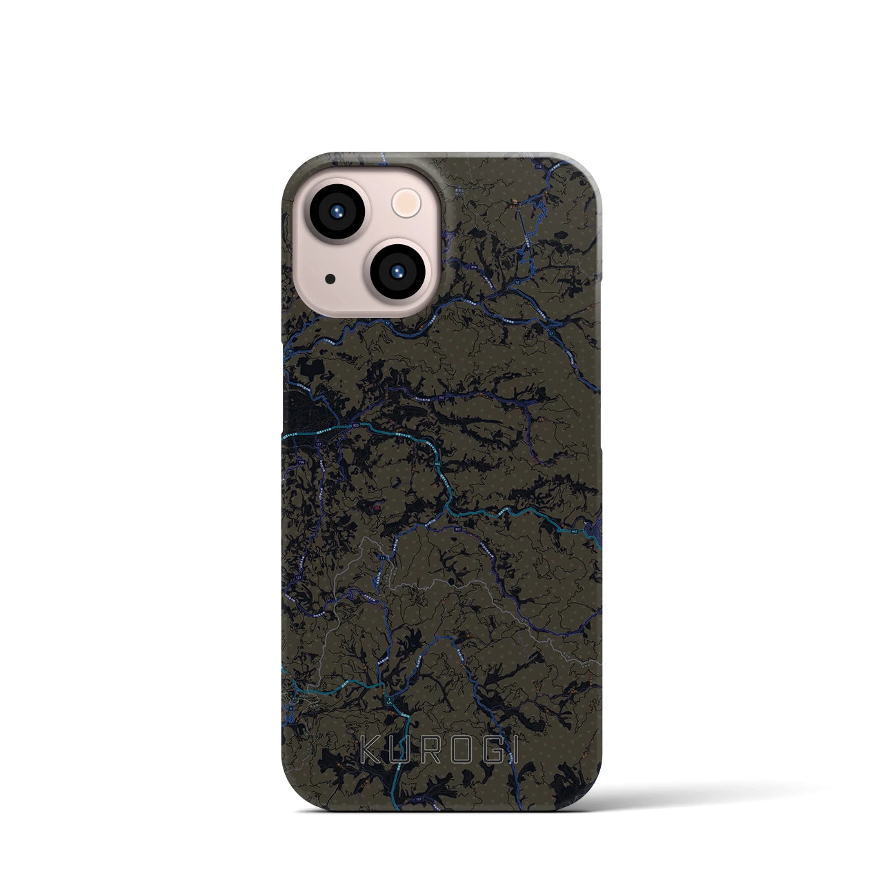 【黒木】地図柄iPhoneケース（バックカバータイプ・ブラック）iPhone 13 mini 用