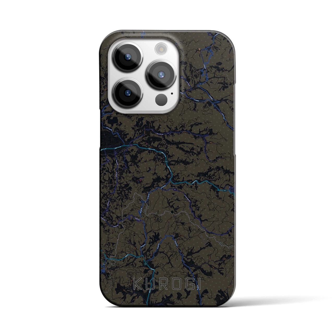 【黒木】地図柄iPhoneケース（バックカバータイプ・ブラック）iPhone 14 Pro 用