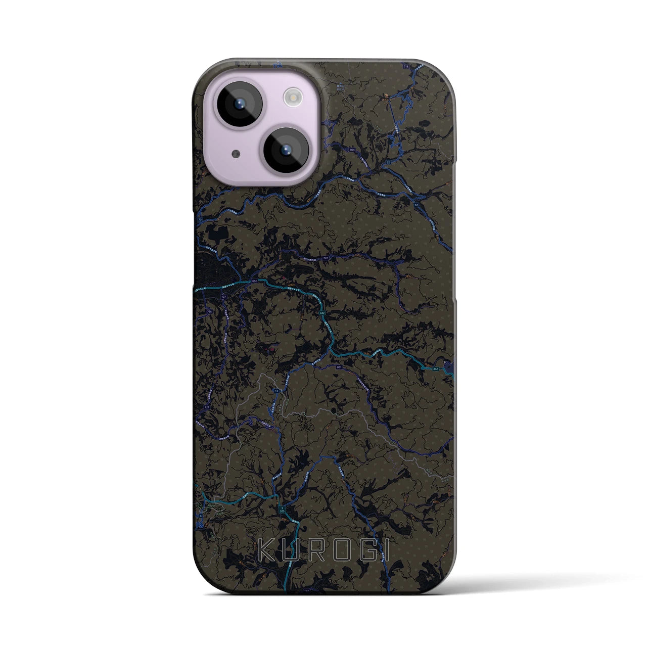 【黒木】地図柄iPhoneケース（バックカバータイプ・ブラック）iPhone 14 用
