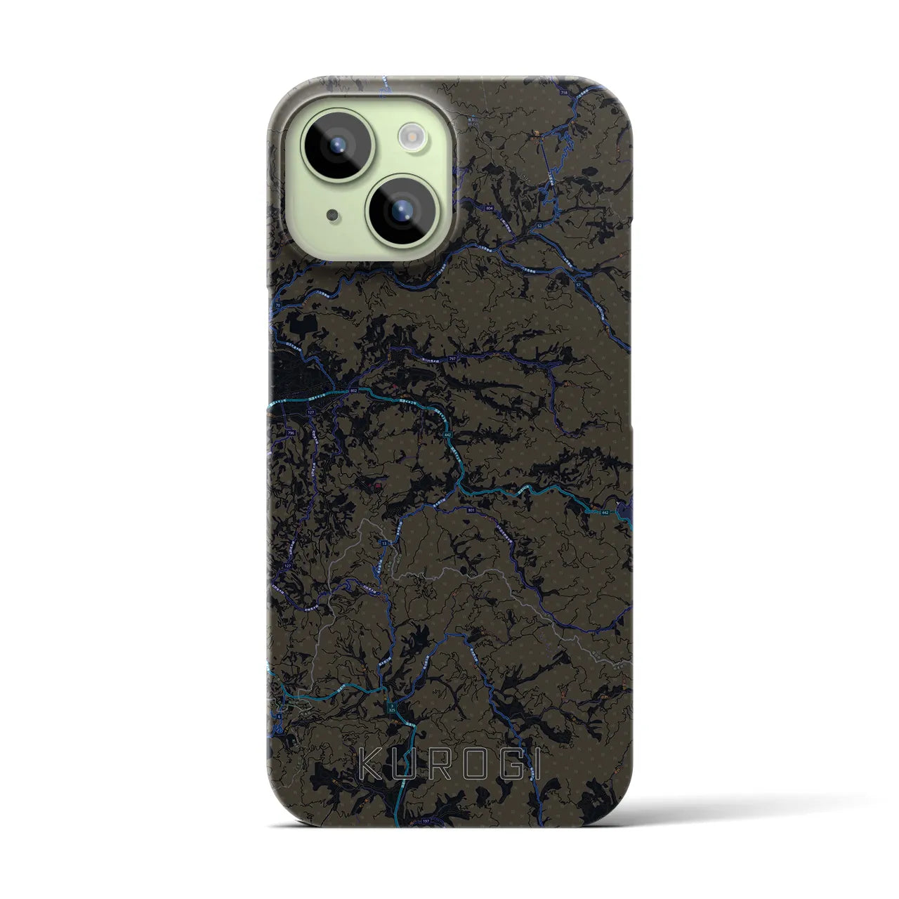 【黒木】地図柄iPhoneケース（バックカバータイプ・ブラック）iPhone 15 用