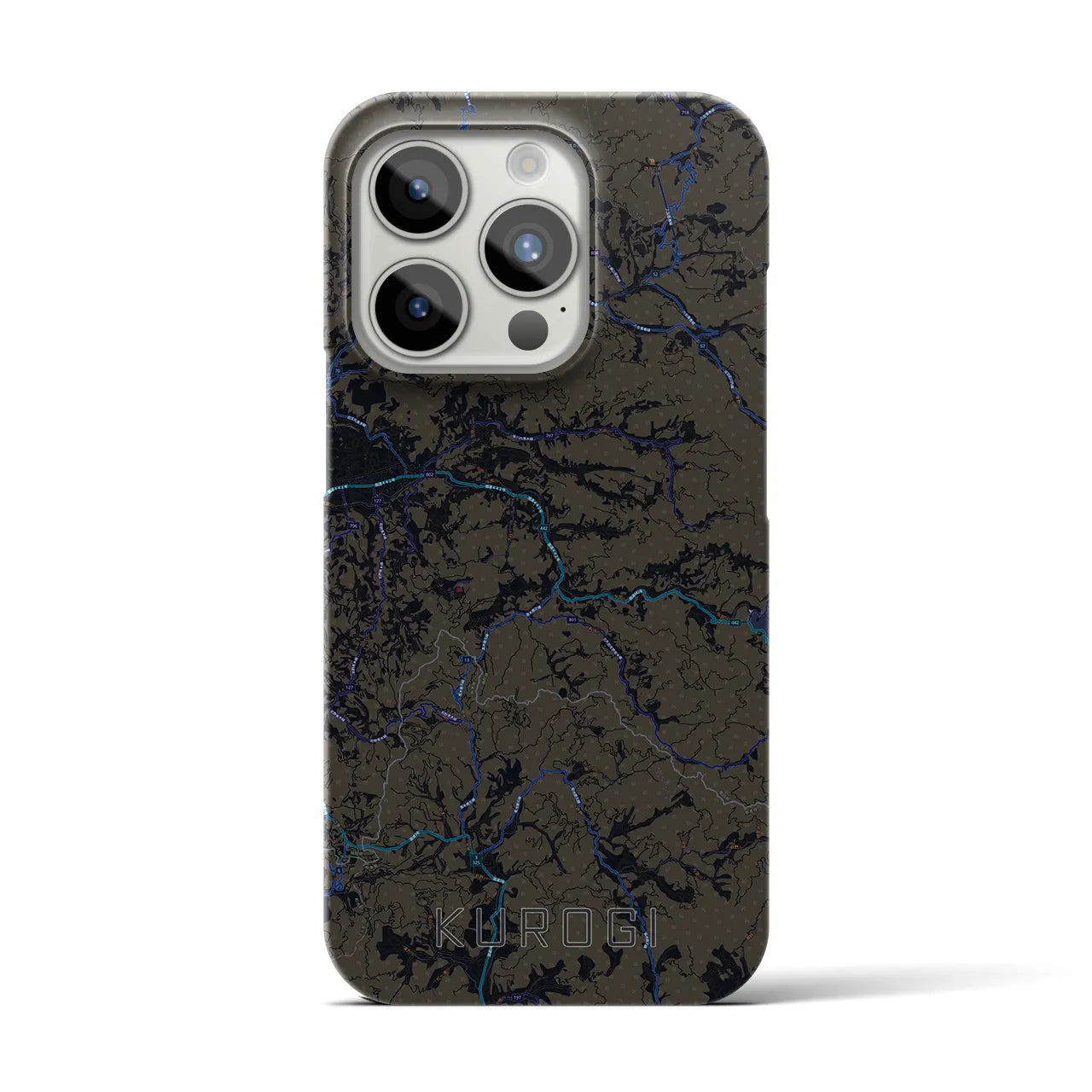 【黒木】地図柄iPhoneケース（バックカバータイプ・ブラック）iPhone 15 Pro 用