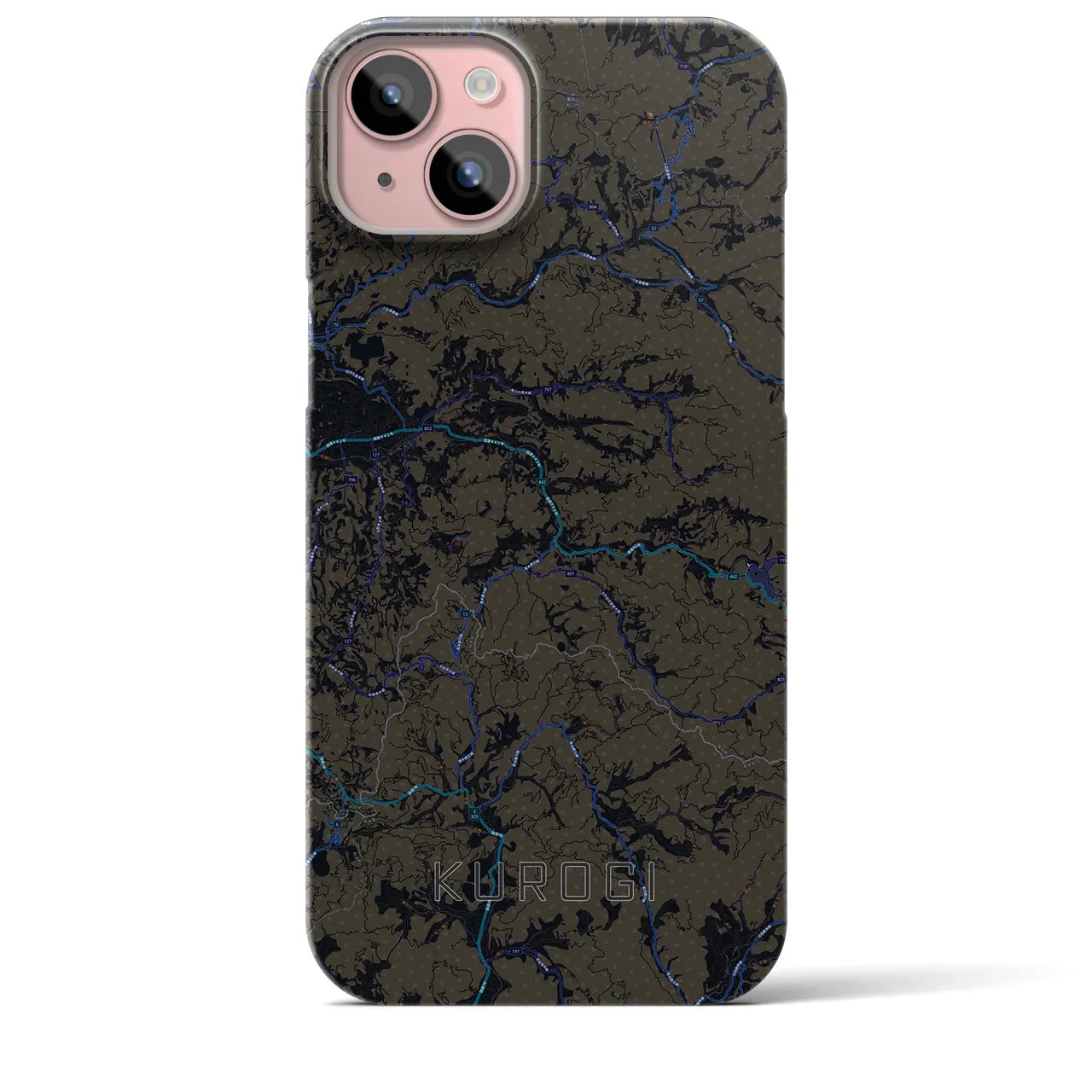 【黒木】地図柄iPhoneケース（バックカバータイプ・ブラック）iPhone 15 Plus 用