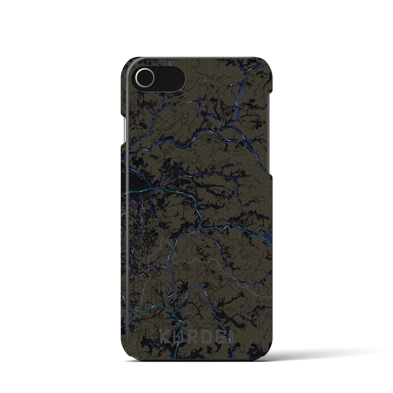 【黒木】地図柄iPhoneケース（バックカバータイプ・ブラック）iPhone SE（第3 / 第2世代） / 8 / 7 / 6s / 6 用
