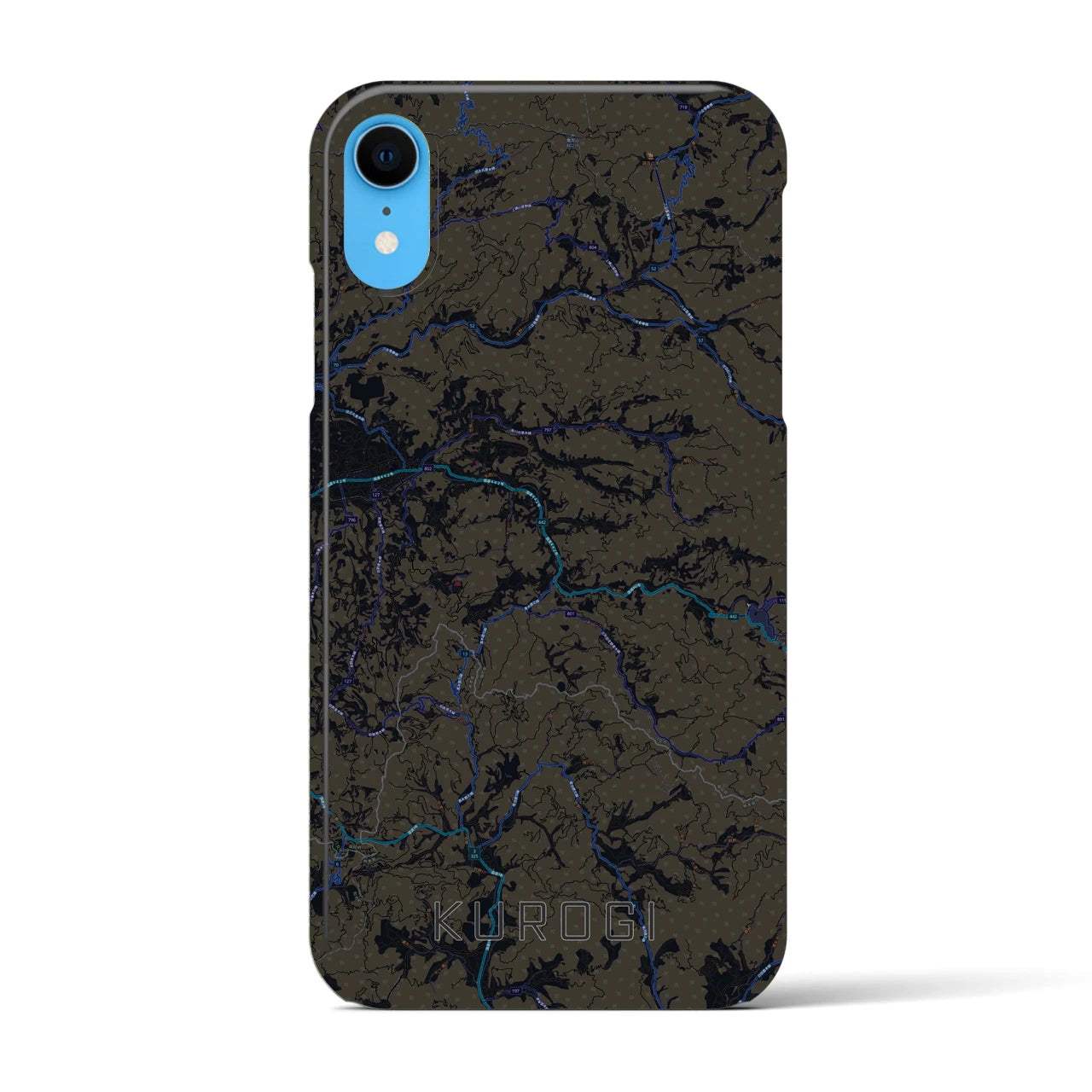 【黒木】地図柄iPhoneケース（バックカバータイプ・ブラック）iPhone XR 用
