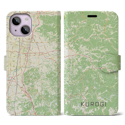 【黒木（福岡県）】地図柄iPhoneケース（手帳タイプ）ナチュラル・iPhone 14 用