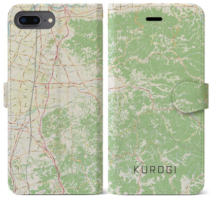 【黒木（福岡県）】地図柄iPhoneケース（手帳タイプ）ナチュラル・iPhone 8Plus /7Plus / 6sPlus / 6Plus 用