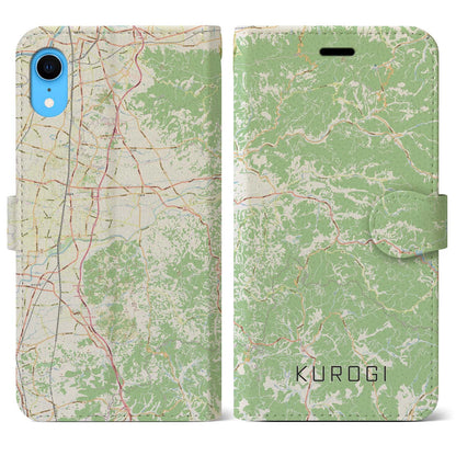 【黒木（福岡県）】地図柄iPhoneケース（手帳タイプ）ナチュラル・iPhone XR 用