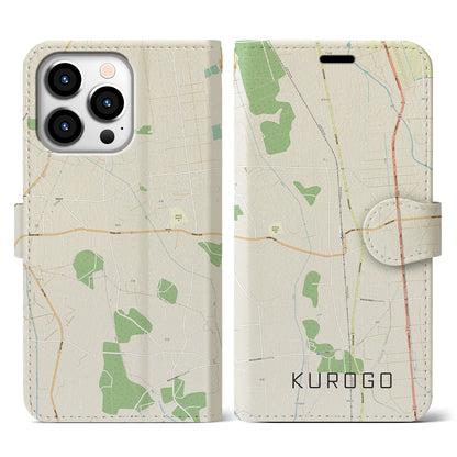 【黒子（茨城県）】地図柄iPhoneケース（手帳タイプ）ナチュラル・iPhone 13 Pro 用