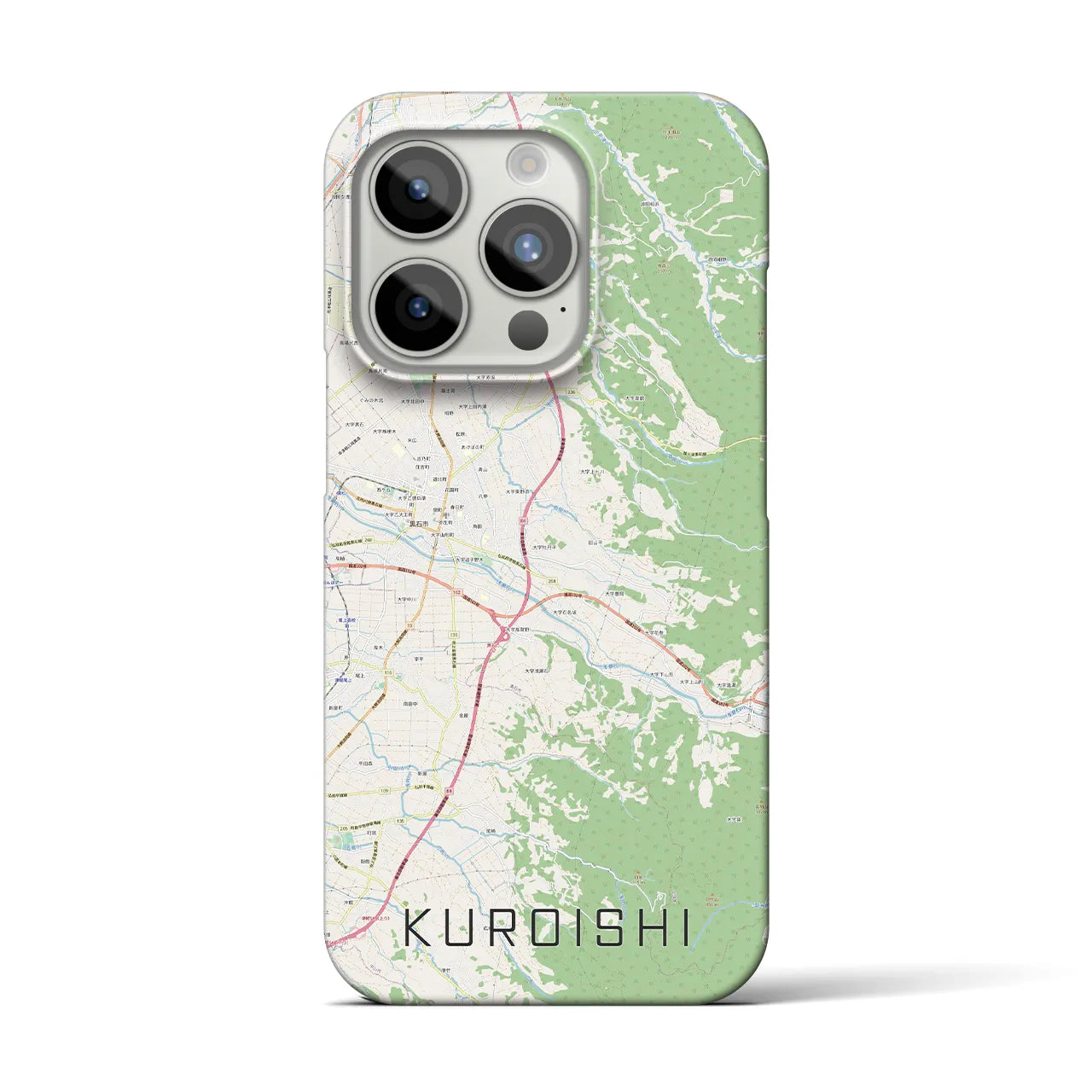【黒石】地図柄iPhoneケース（バックカバータイプ・ナチュラル）iPhone 15 Pro 用