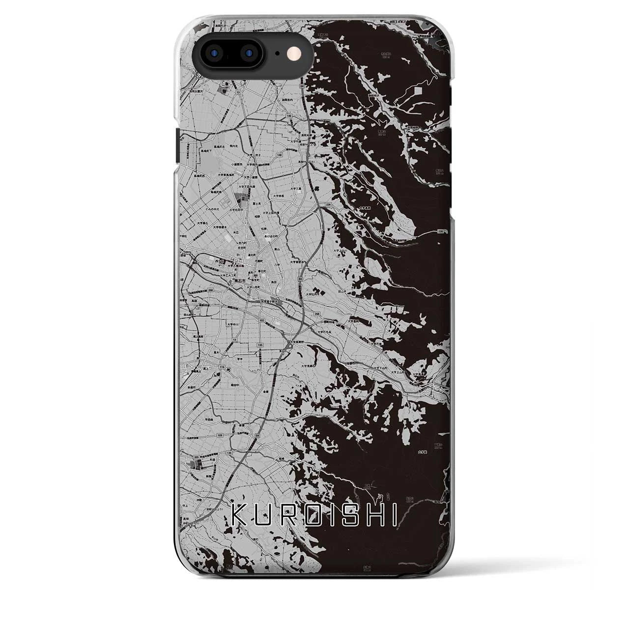 【黒石】地図柄iPhoneケース（クリアタイプ・モノトーン）iPhone 8Plus /7Plus / 6sPlus / 6Plus 用