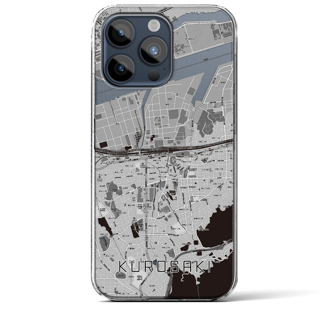 【黒崎】地図柄iPhoneケース（クリアタイプ・モノトーン）iPhone 15 Pro Max 用
