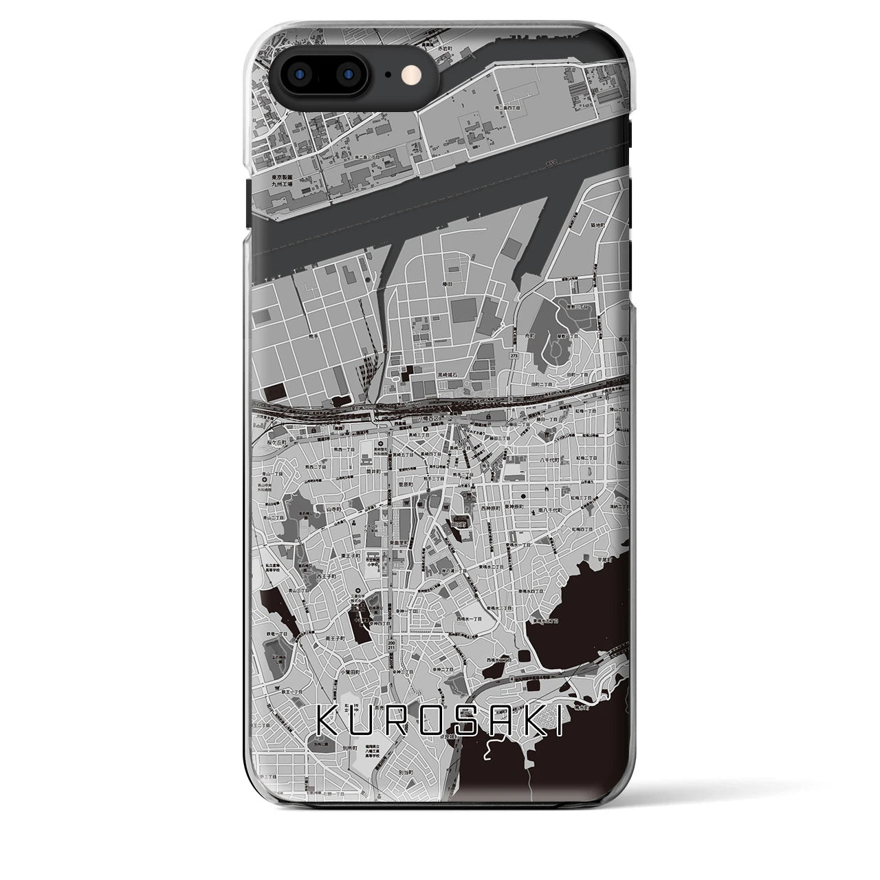 【黒崎】地図柄iPhoneケース（クリアタイプ・モノトーン）iPhone 8Plus /7Plus / 6sPlus / 6Plus 用