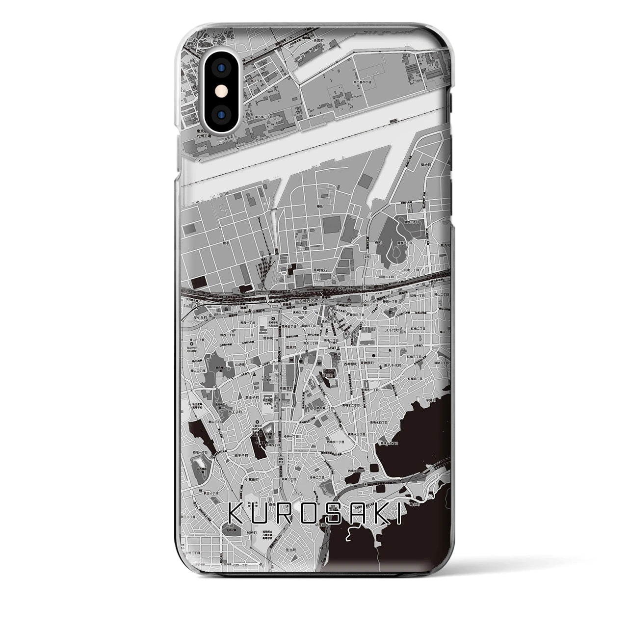 【黒崎】地図柄iPhoneケース（クリアタイプ・モノトーン）iPhone XS Max 用