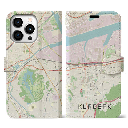 【黒崎（福岡県）】地図柄iPhoneケース（手帳タイプ）ナチュラル・iPhone 13 Pro 用