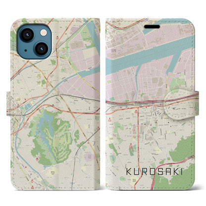 【黒崎（福岡県）】地図柄iPhoneケース（手帳タイプ）ナチュラル・iPhone 13 用