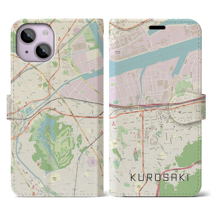 【黒崎（福岡県）】地図柄iPhoneケース（手帳タイプ）ナチュラル・iPhone 14 用