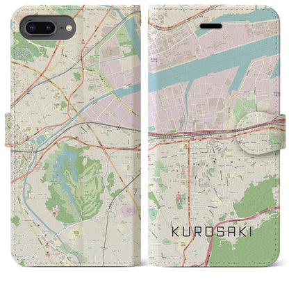 【黒崎（福岡県）】地図柄iPhoneケース（手帳タイプ）ナチュラル・iPhone 8Plus /7Plus / 6sPlus / 6Plus 用