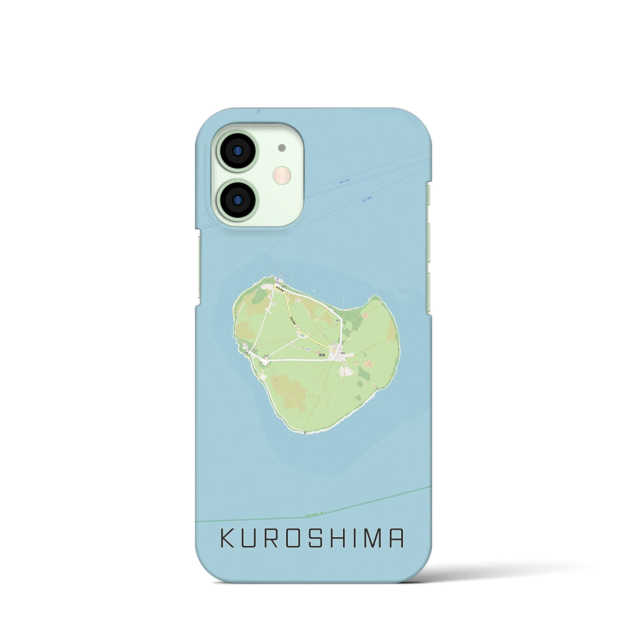 【黒島】地図柄iPhoneケース（バックカバータイプ・ナチュラル）iPhone 12 mini 用