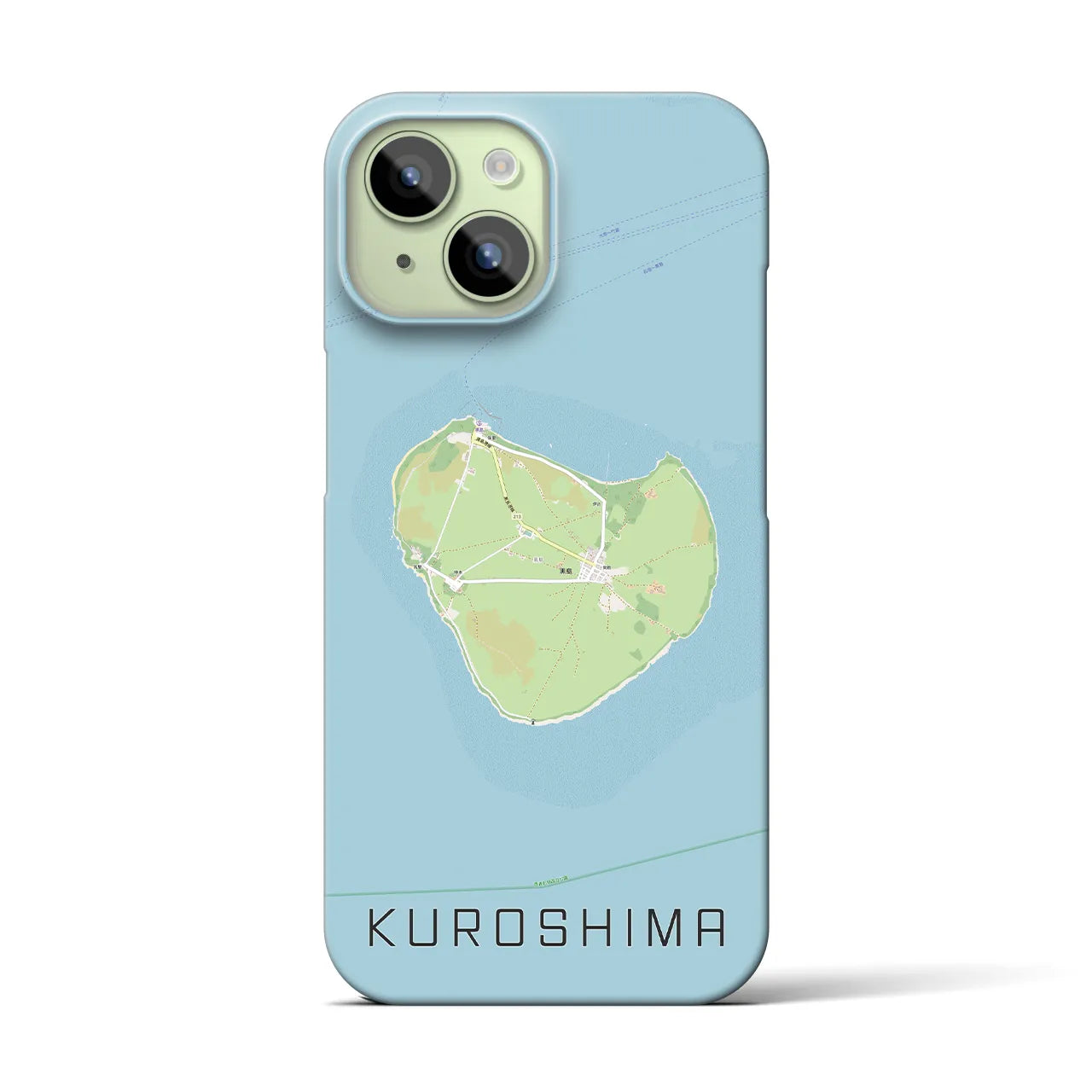 【黒島】地図柄iPhoneケース（バックカバータイプ・ナチュラル）iPhone 15 用
