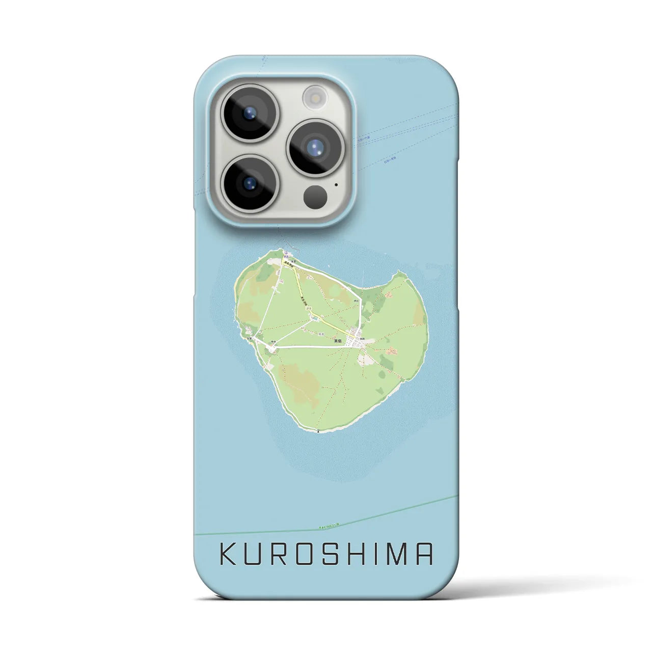 【黒島】地図柄iPhoneケース（バックカバータイプ・ナチュラル）iPhone 15 Pro 用