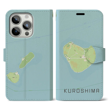 【黒島（沖縄県）】地図柄iPhoneケース（手帳タイプ）ナチュラル・iPhone 15 Pro 用