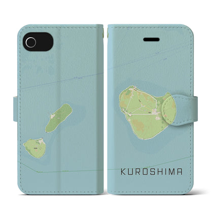 【黒島（沖縄県）】地図柄iPhoneケース（手帳タイプ）ナチュラル・iPhone SE（第3 / 第2世代） / 8 / 7 / 6s / 6 用