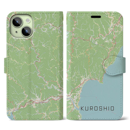 【黒潮（高知県）】地図柄iPhoneケース（手帳タイプ）ナチュラル・iPhone 15 用