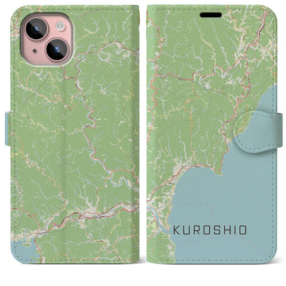 【黒潮（高知県）】地図柄iPhoneケース（手帳タイプ）ナチュラル・iPhone 15 Plus 用