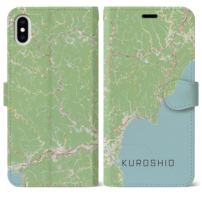 【黒潮（高知県）】地図柄iPhoneケース（手帳タイプ）ナチュラル・iPhone XS Max 用