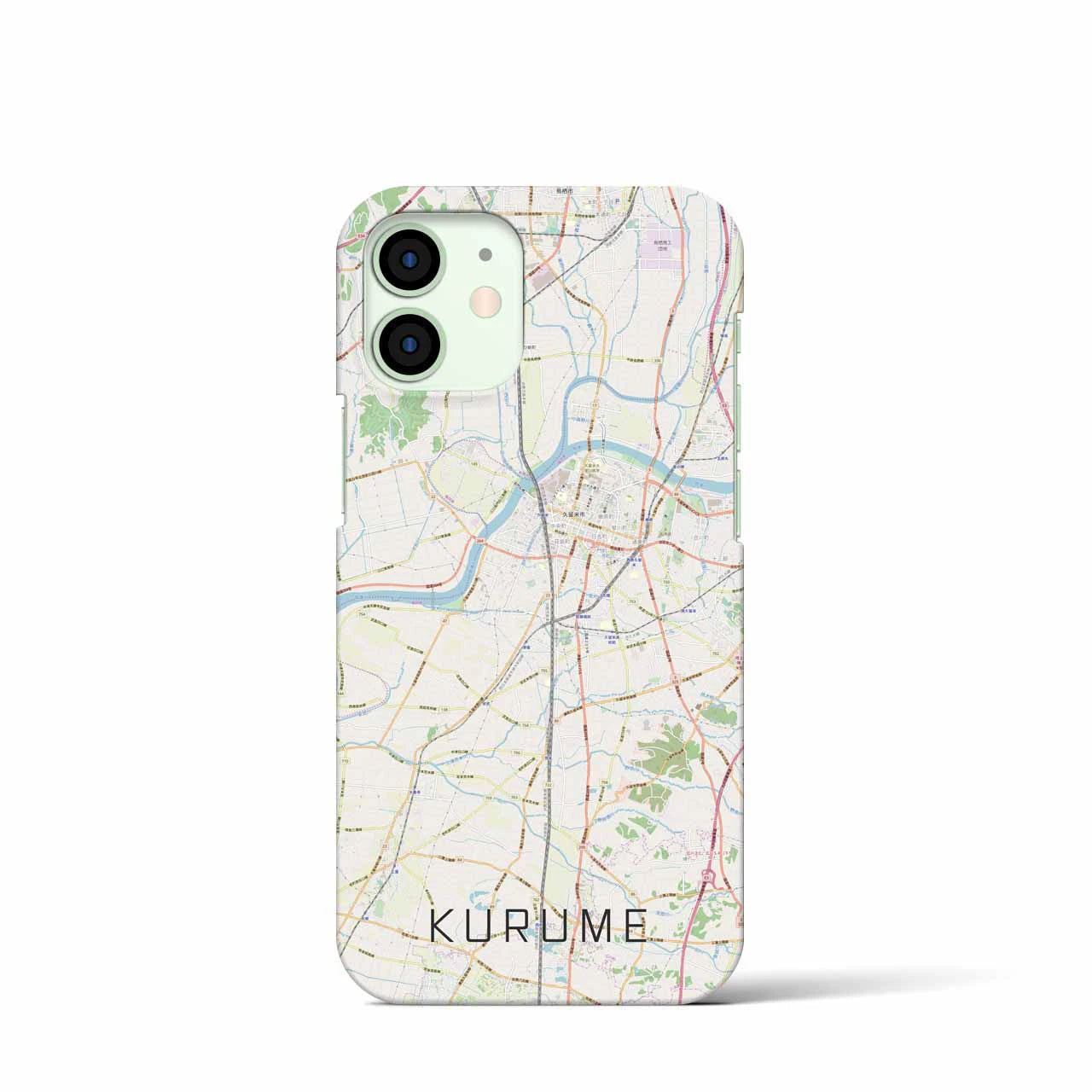 【久留米】地図柄iPhoneケース（バックカバータイプ・ナチュラル）iPhone 12 mini 用