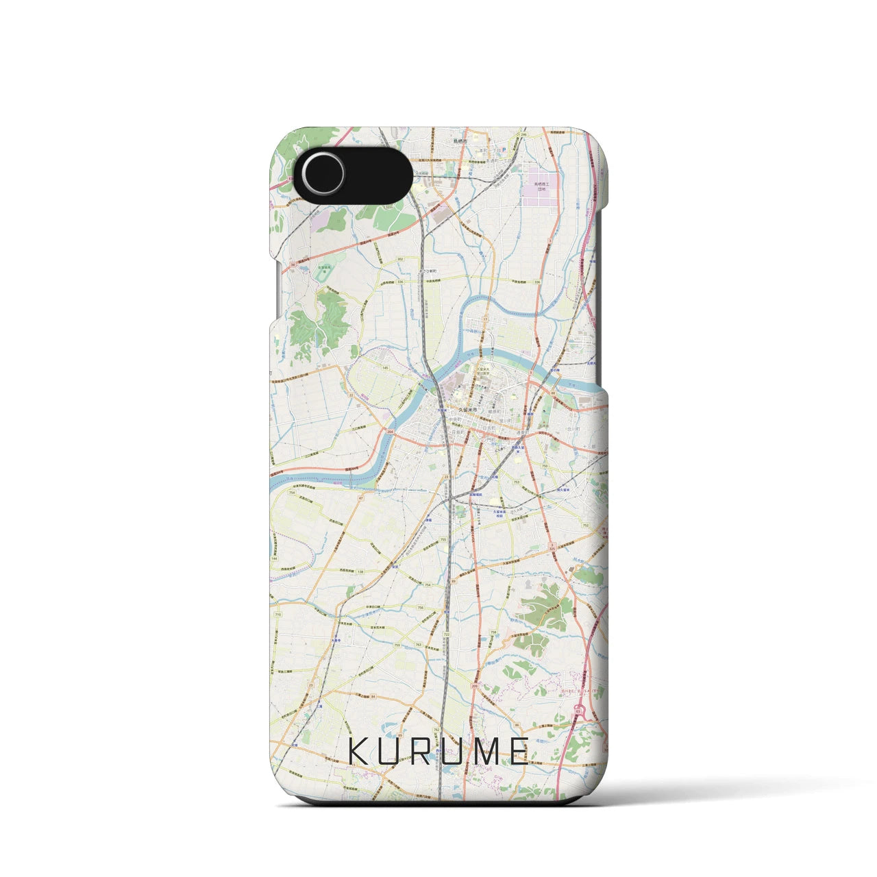 【久留米】地図柄iPhoneケース（バックカバータイプ・ナチュラル）iPhone SE（第3 / 第2世代） / 8 / 7 / 6s / 6 用