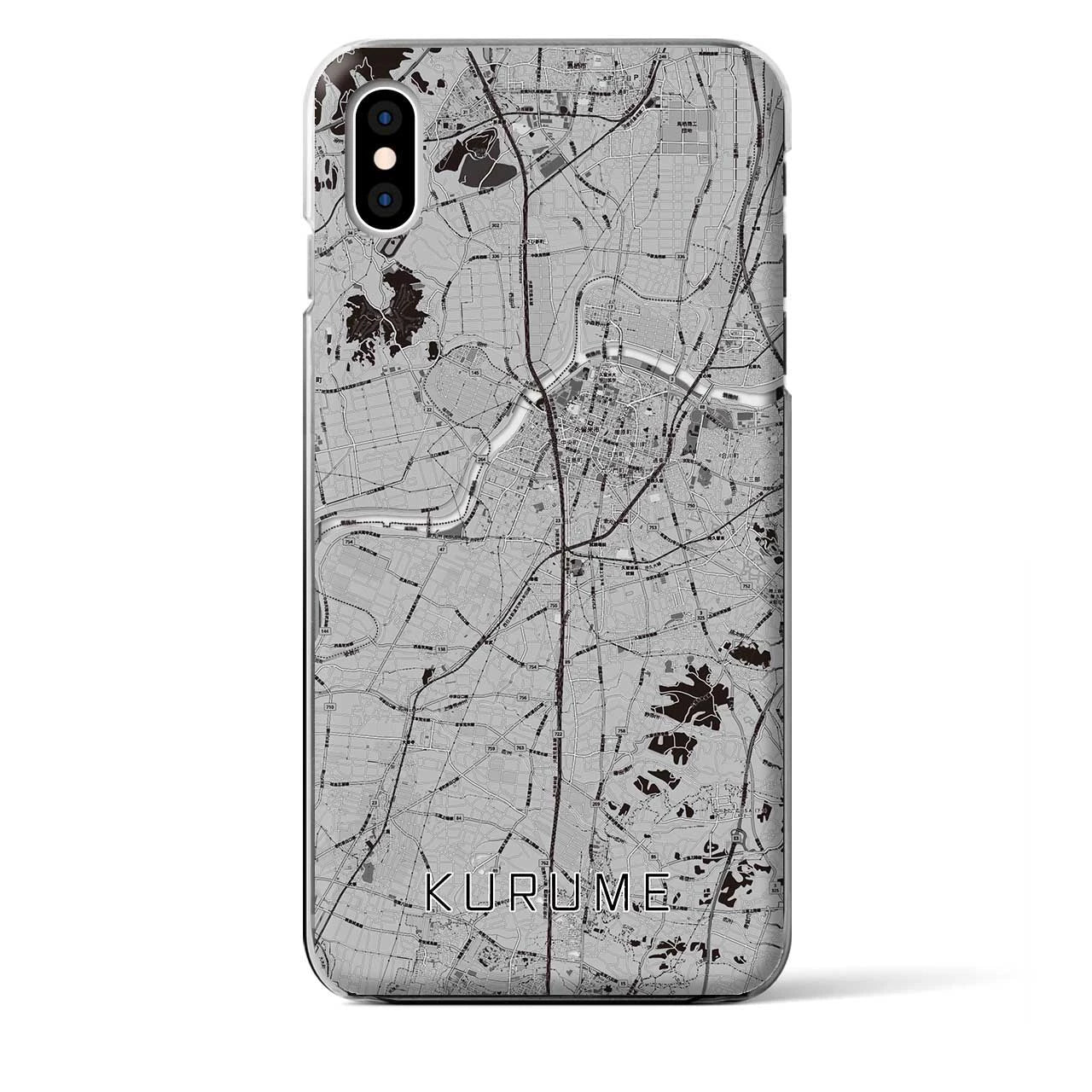 【久留米】地図柄iPhoneケース（クリアタイプ・モノトーン）iPhone XS Max 用